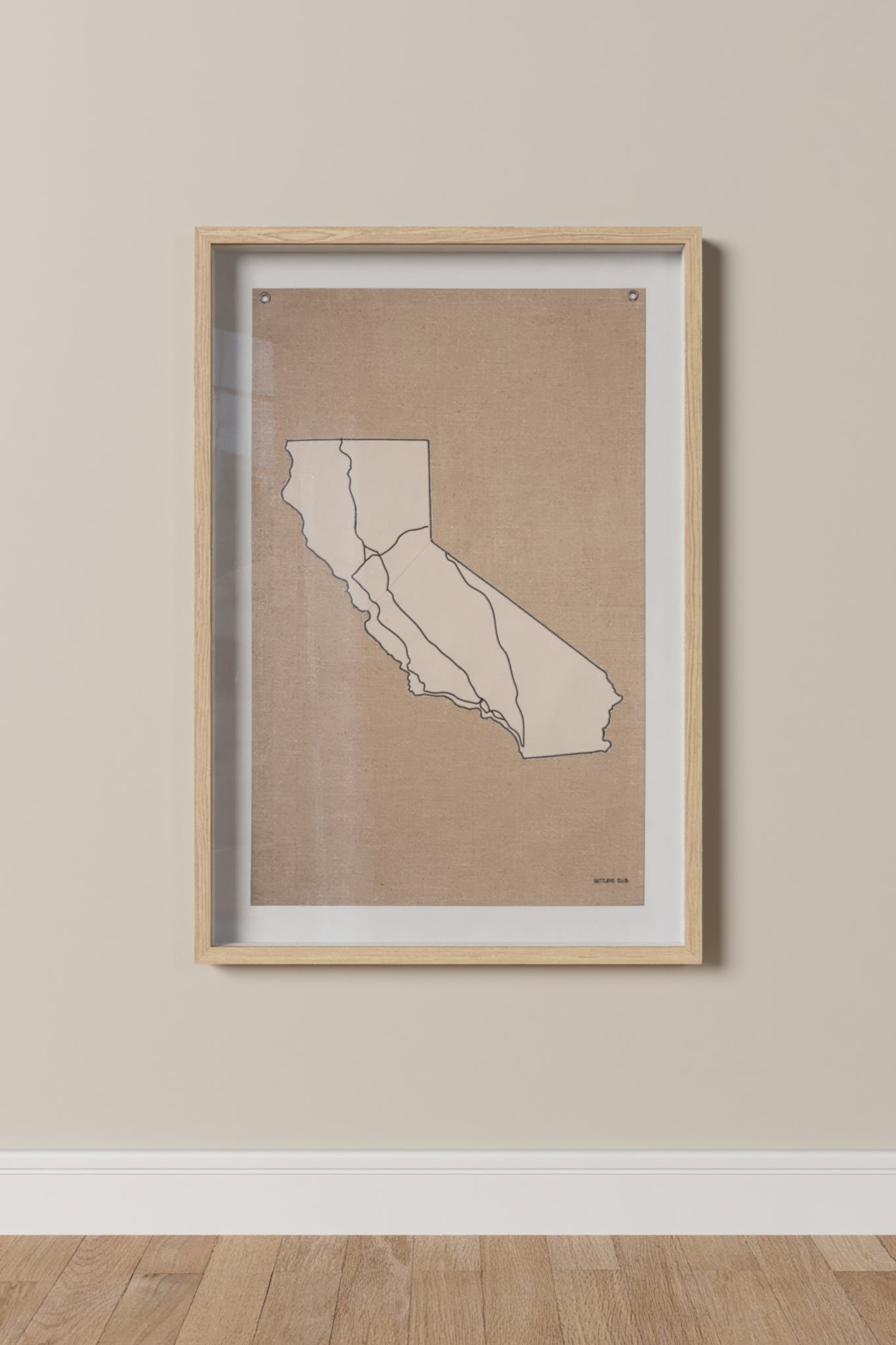 DEC-FLA-CA1-WD| Framed white California flag wall decor