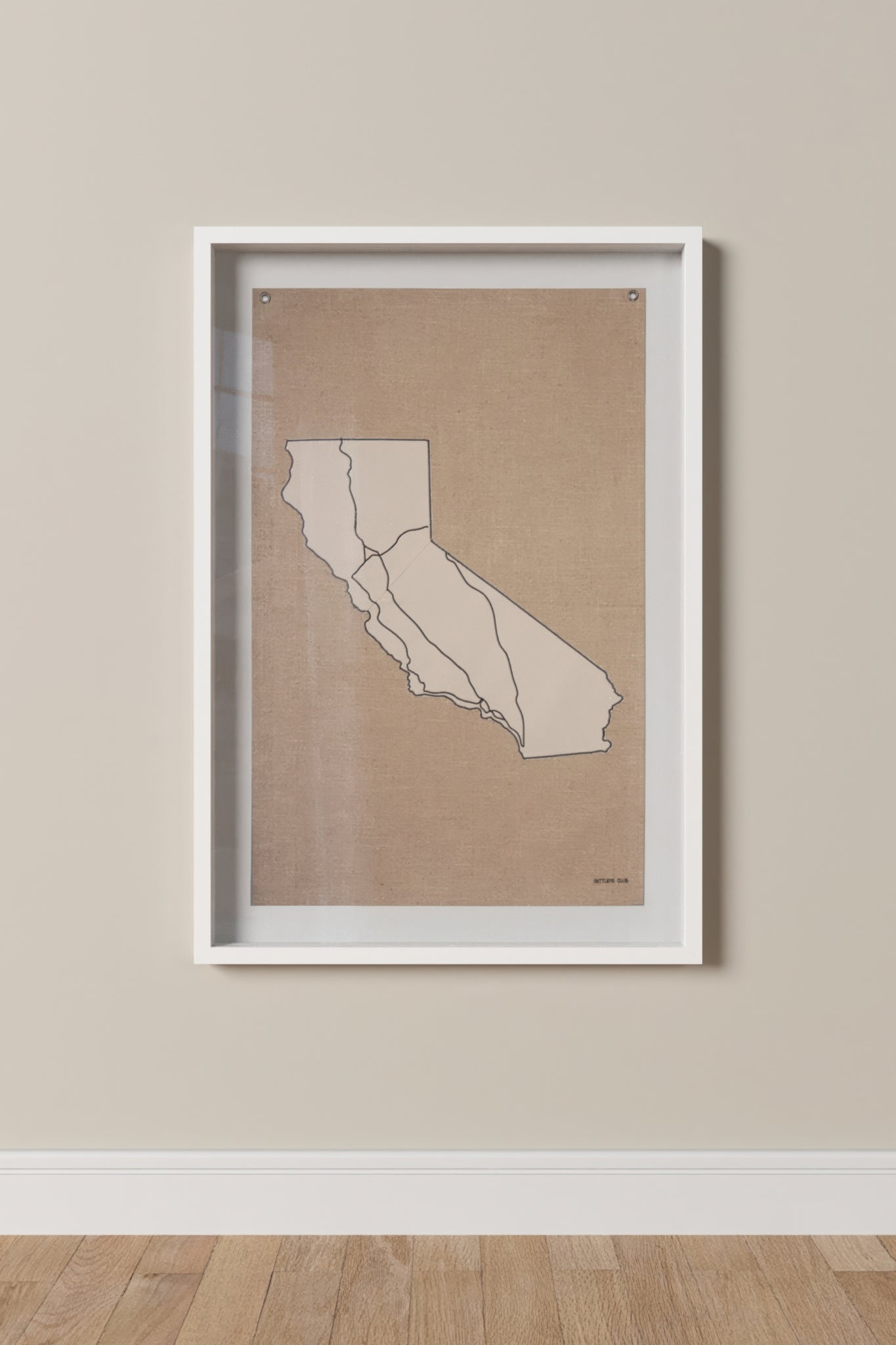 DEC-FLA-CA1-WHT| Framed white California flag wall decor