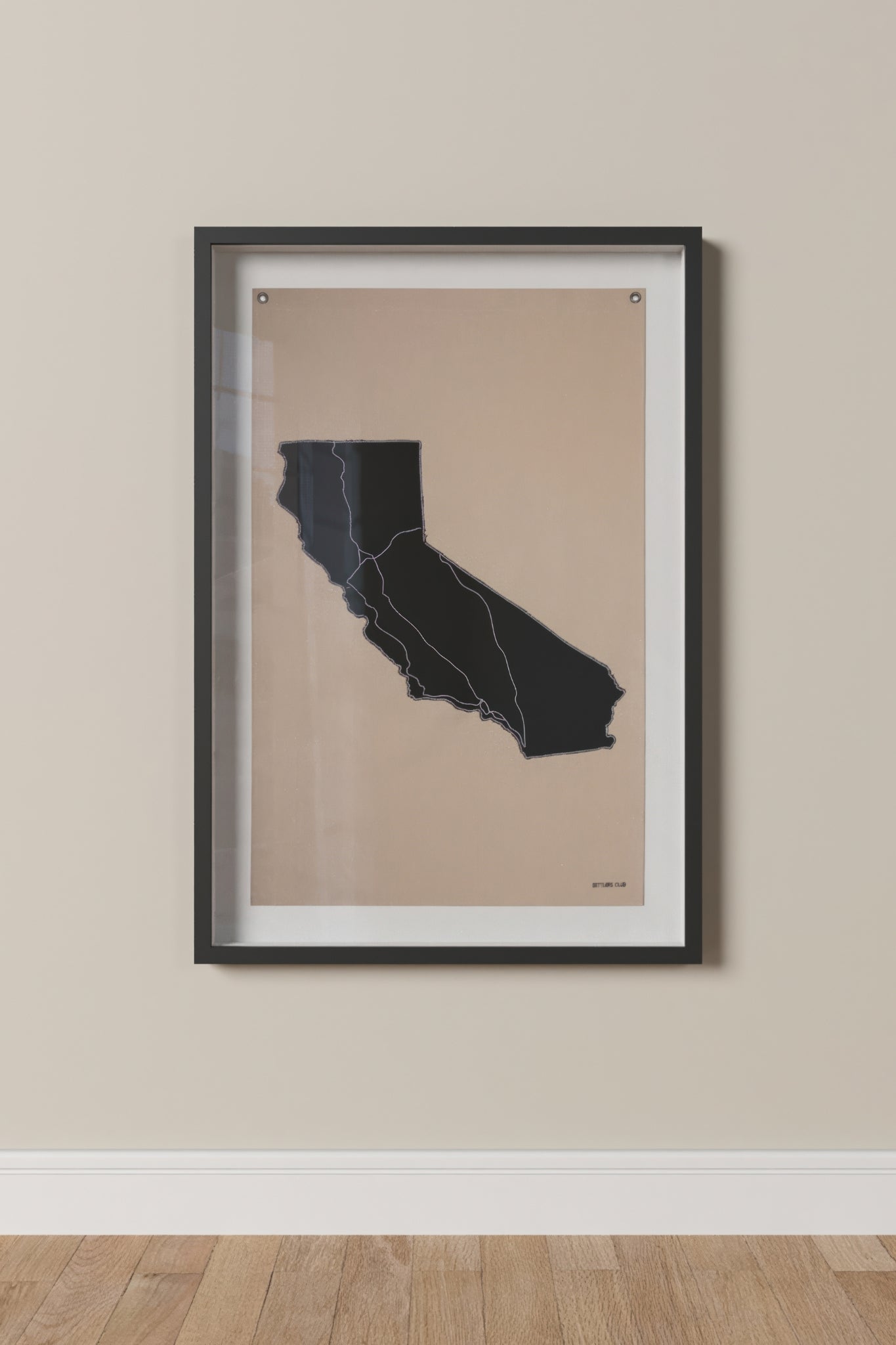 DEC-FLA-CA2-BLK| Framed black California flag wall decor