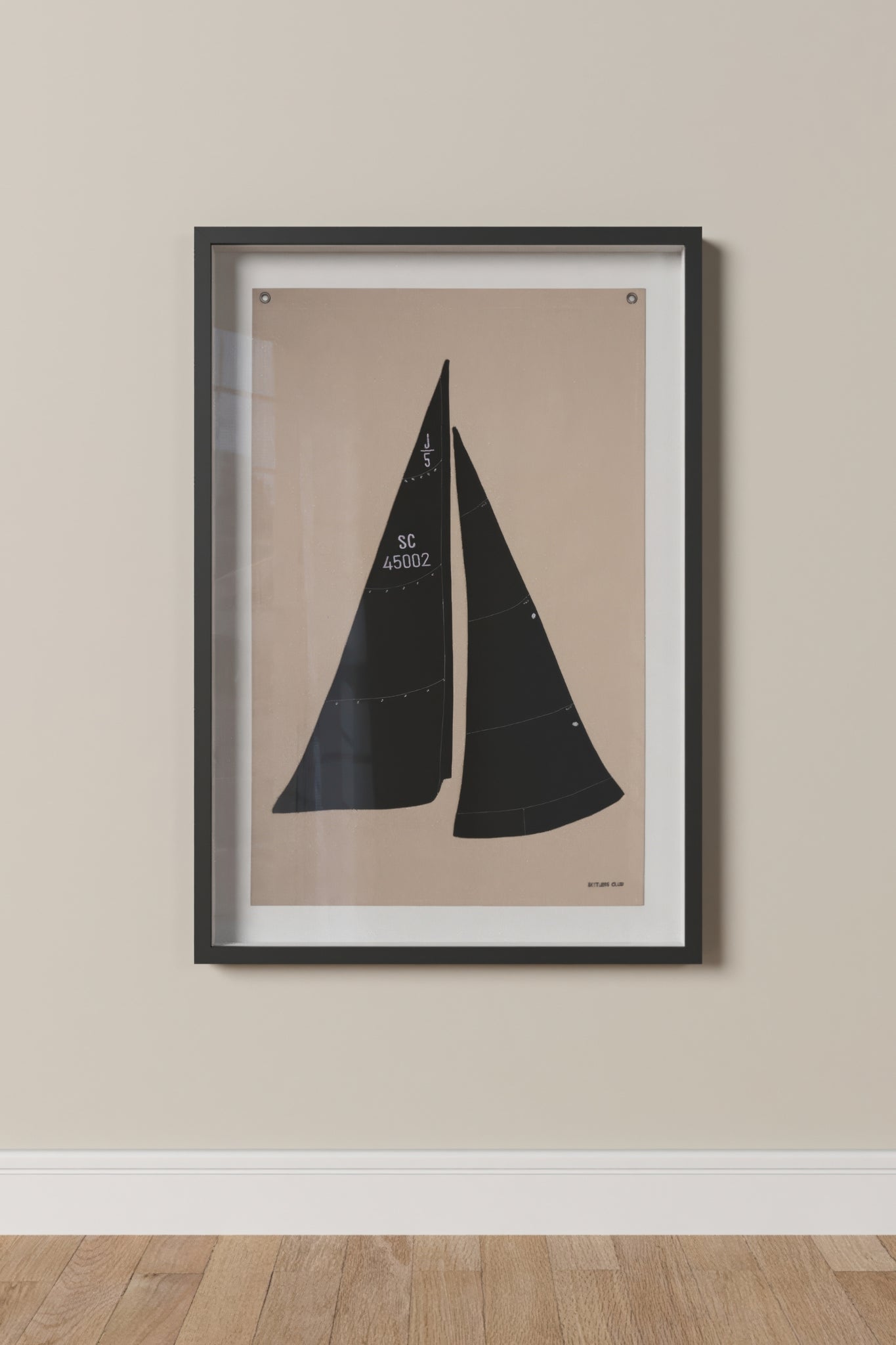 DEC-FLA-SAIL2-BLK| Framed black Sailboat flag wall decor