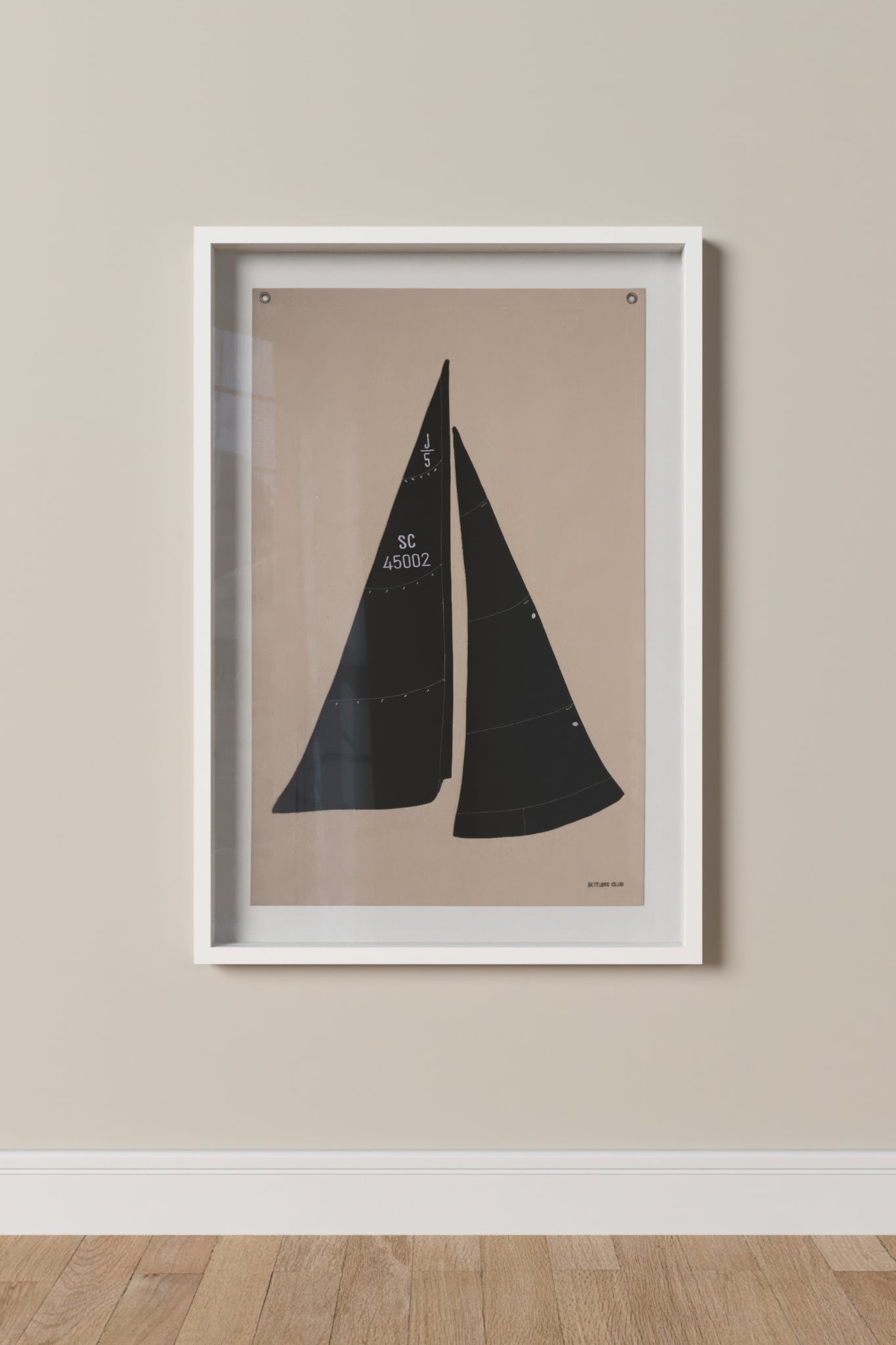 DEC-FLA-SAIL2-WHT| Framed black Sailboat flag wall decor