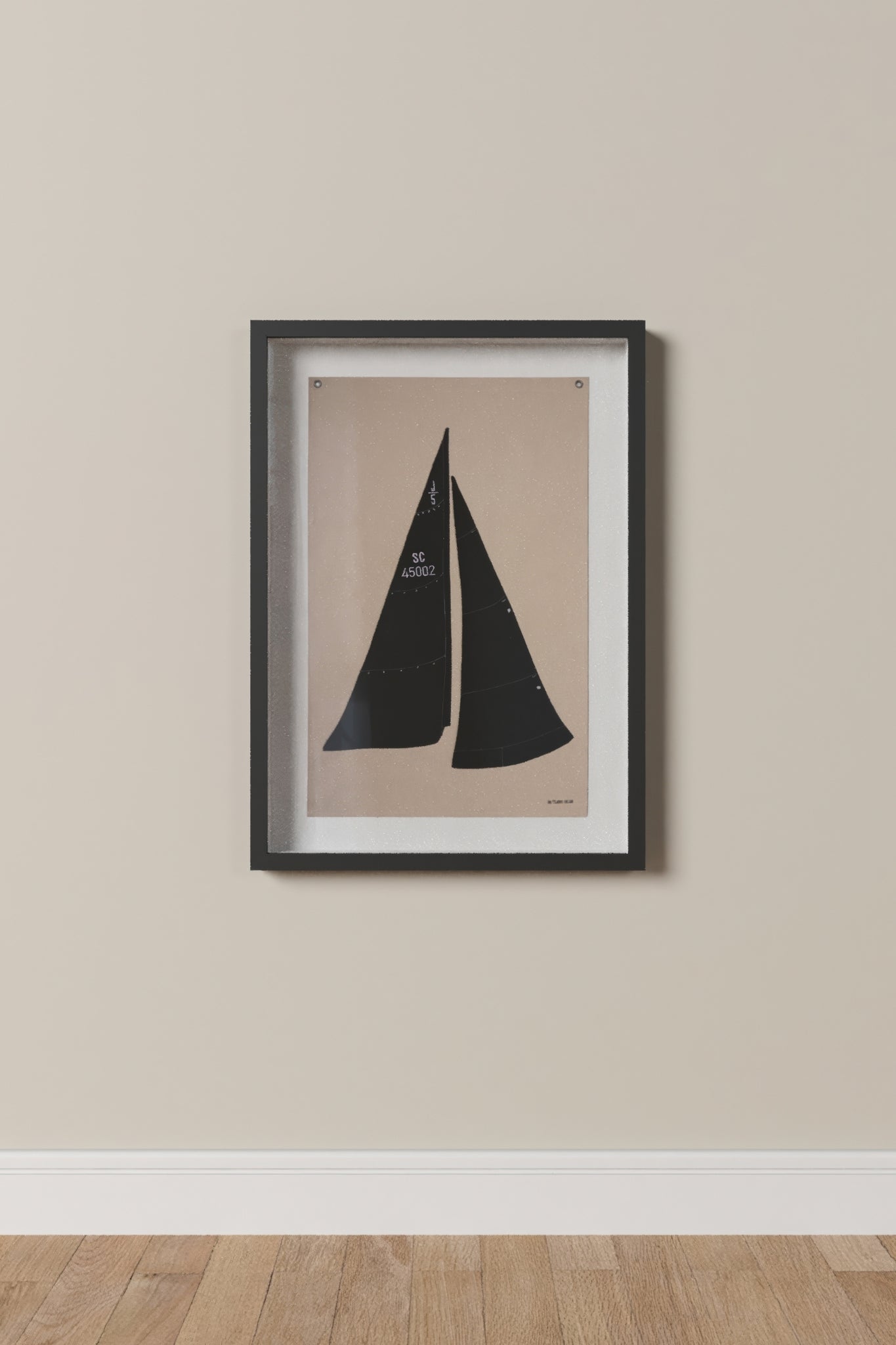 DEC-FLA-SAIL4-BLK| Framed black Sailboat flag wall decor